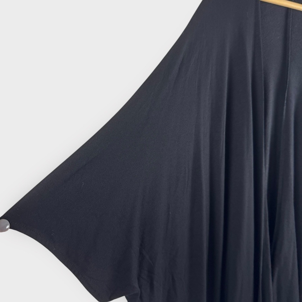 Susan Graver Weekend Black Flowy Open Front Cardigan Topper Pockets Size XL - Picture 5 of 12